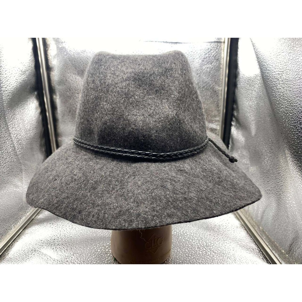 Duluth Trading Co Wool Fedora Hat Womens M/L Gray Braided Band Outdoor 1036